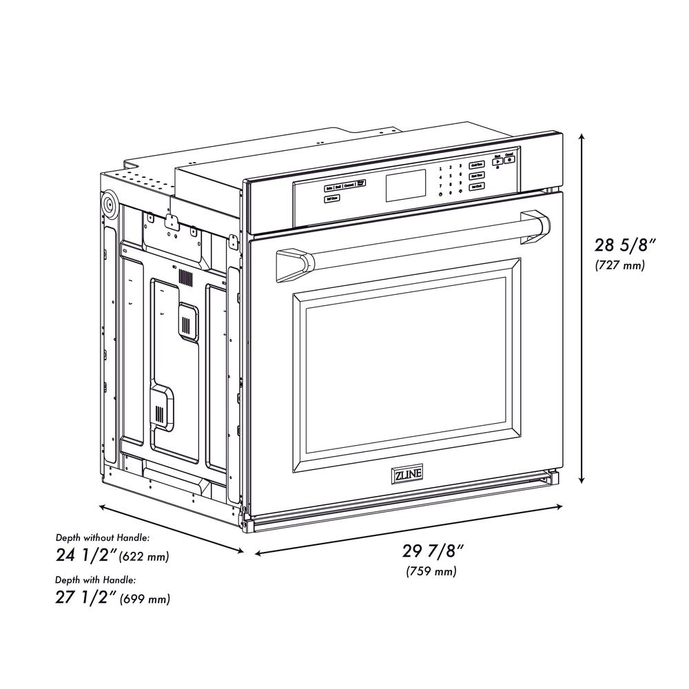 ZLINE 30 in. Professional Electric Single Wall Oven with Self Clean and True Convection in Stainless Steel (AWS-30)