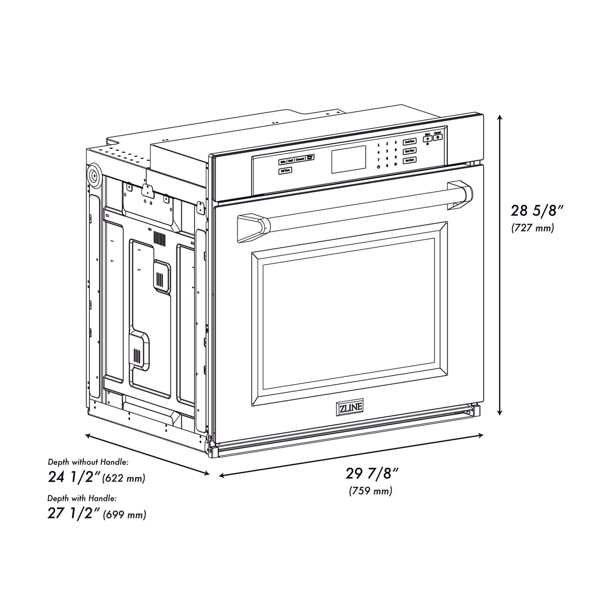 ZLINE 30 in. Professional Electric Single Wall Oven with Self Clean and True Convection in Fingerprint Resistant Stainless Steel (AWSS-30)