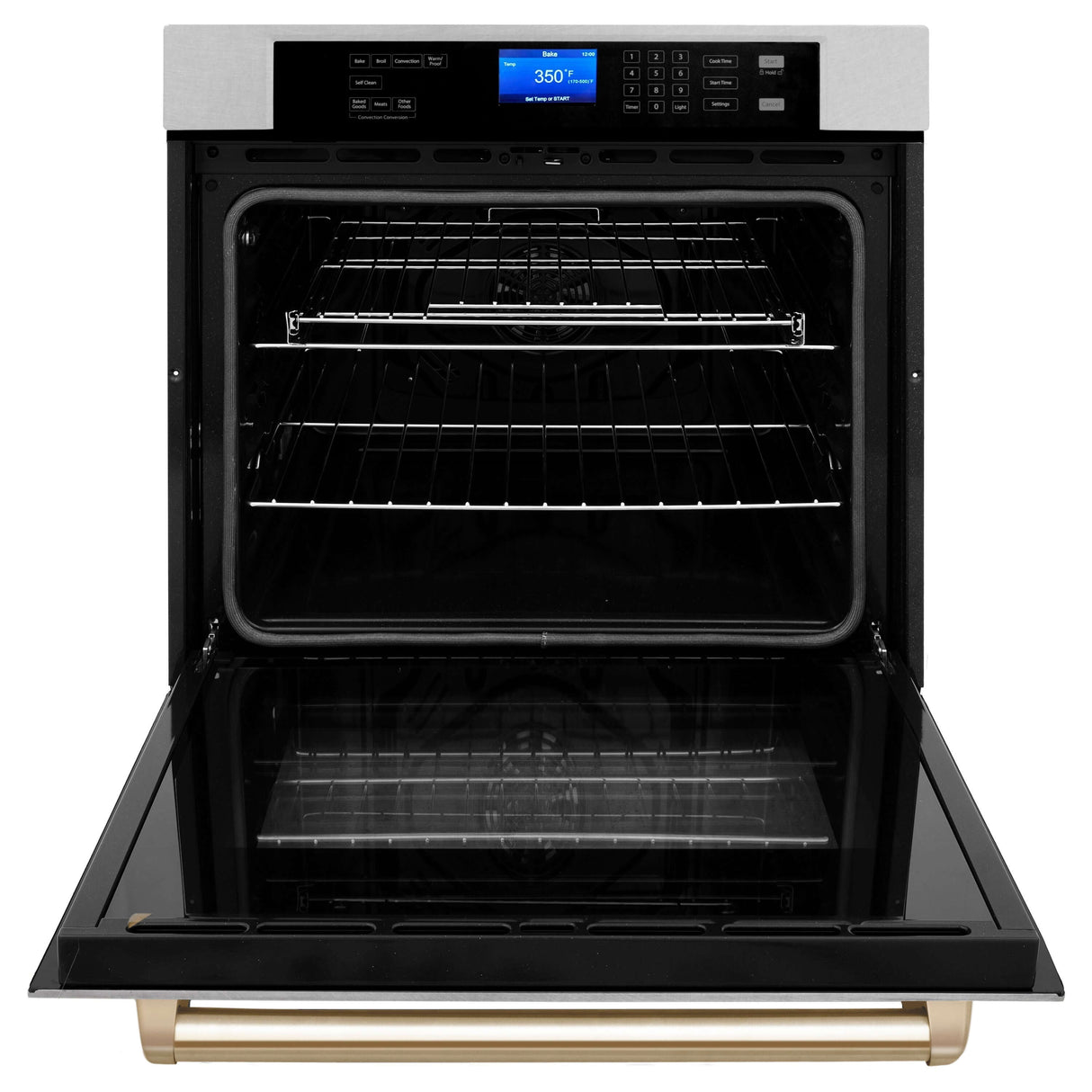 ZLINE 30 in. Autograph Edition Electric Single Wall Oven with Self Clean and True Convection in Fingerprint Resistant Stainless Steel and Polished Gold Accents (AWSSZ-30-G)