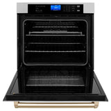 ZLINE 30 in. Autograph Edition Electric Single Wall Oven with Self Clean and True Convection in Fingerprint Resistant Stainless Steel and Polished Gold Accents (AWSSZ-30-G)