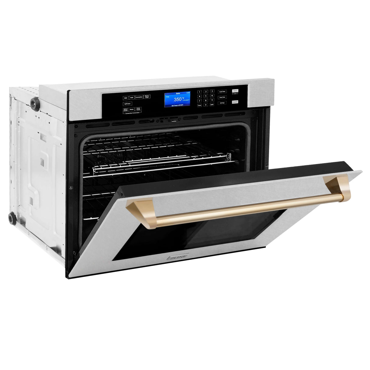 ZLINE 30 in. Autograph Edition Electric Single Wall Oven with Self Clean and True Convection in Fingerprint Resistant Stainless Steel and Polished Gold Accents (AWSSZ-30-G)