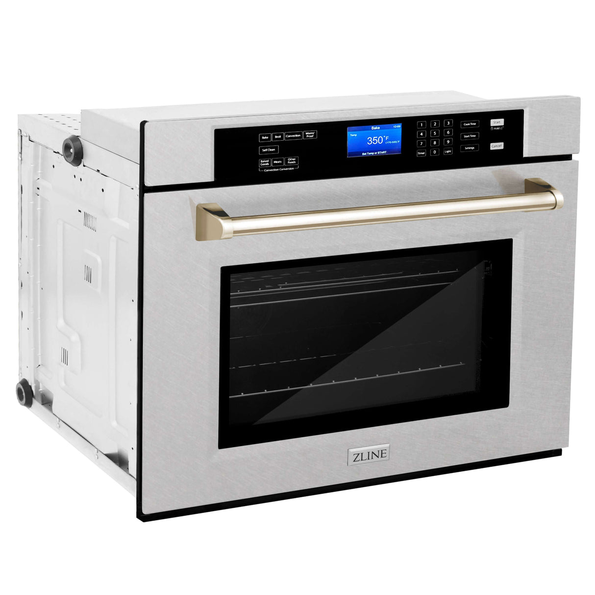 ZLINE 30 in. Autograph Edition Electric Single Wall Oven with Self Clean and True Convection in Fingerprint Resistant Stainless Steel and Polished Gold Accents (AWSSZ-30-G)