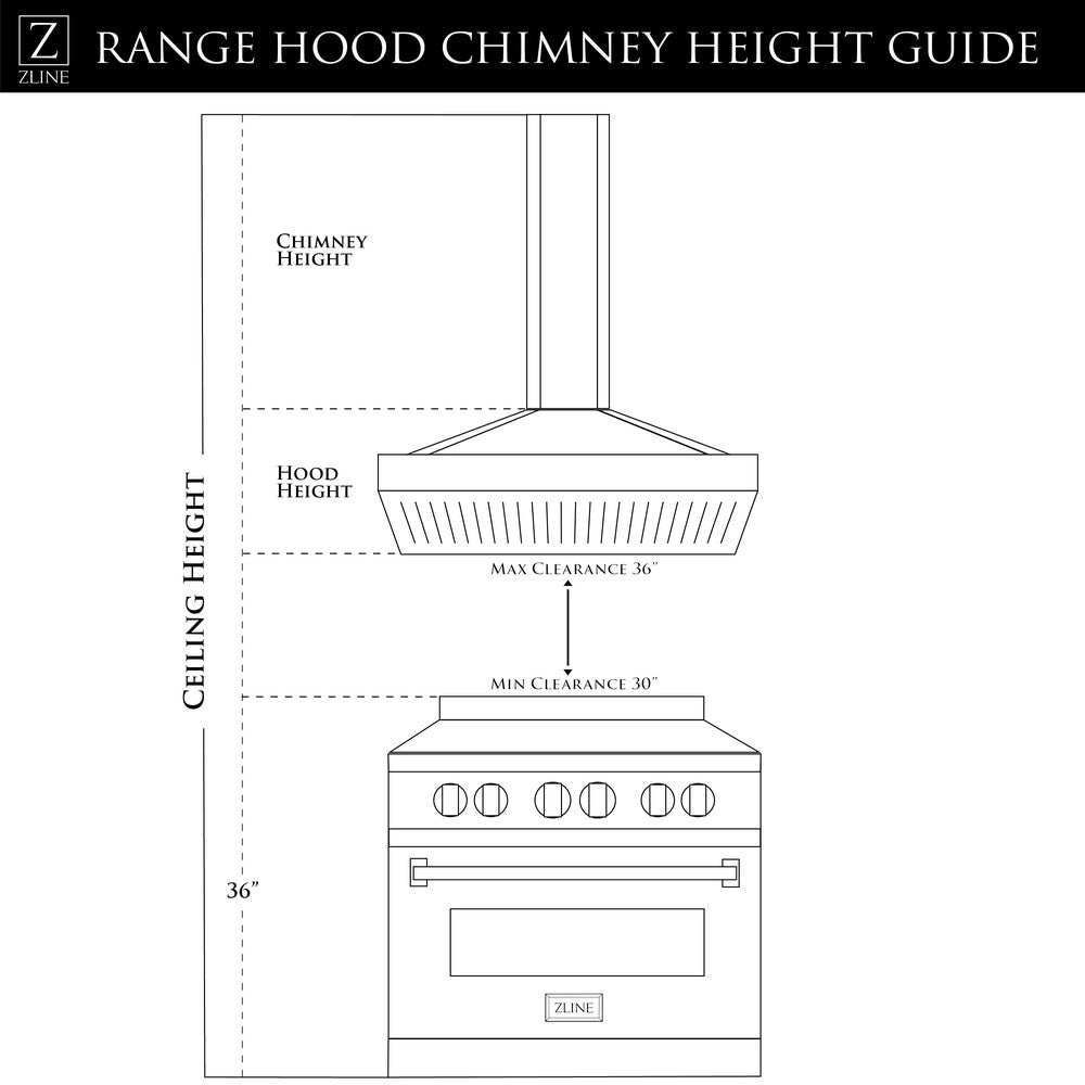 ZLINE Convertible Vent Island Mount Range Hood in Stainless Steel and Glass (GL14i)