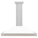 ZLINE 48 in. Autograph Edition Fingerprint Resistant Stainless Steel Range Hood with White Matte Shell and Accented Handles (KB4SNZ-WM48)