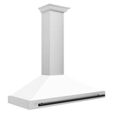 ZLINE 48 in. Autograph Edition Stainless Steel Range Hood with White Matte Shell and Accents (KB4STZ-WM48)