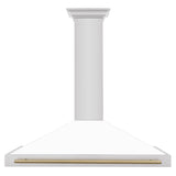 ZLINE 48 in. Autograph Edition Stainless Steel Range Hood with White Matte Shell and Accents (KB4STZ-WM48)