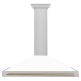 ZLINE 48 in. Autograph Edition Fingerprint Resistant Stainless Steel Range Hood with White Matte Shell and Accented Handles (KB4SNZ-WM48)