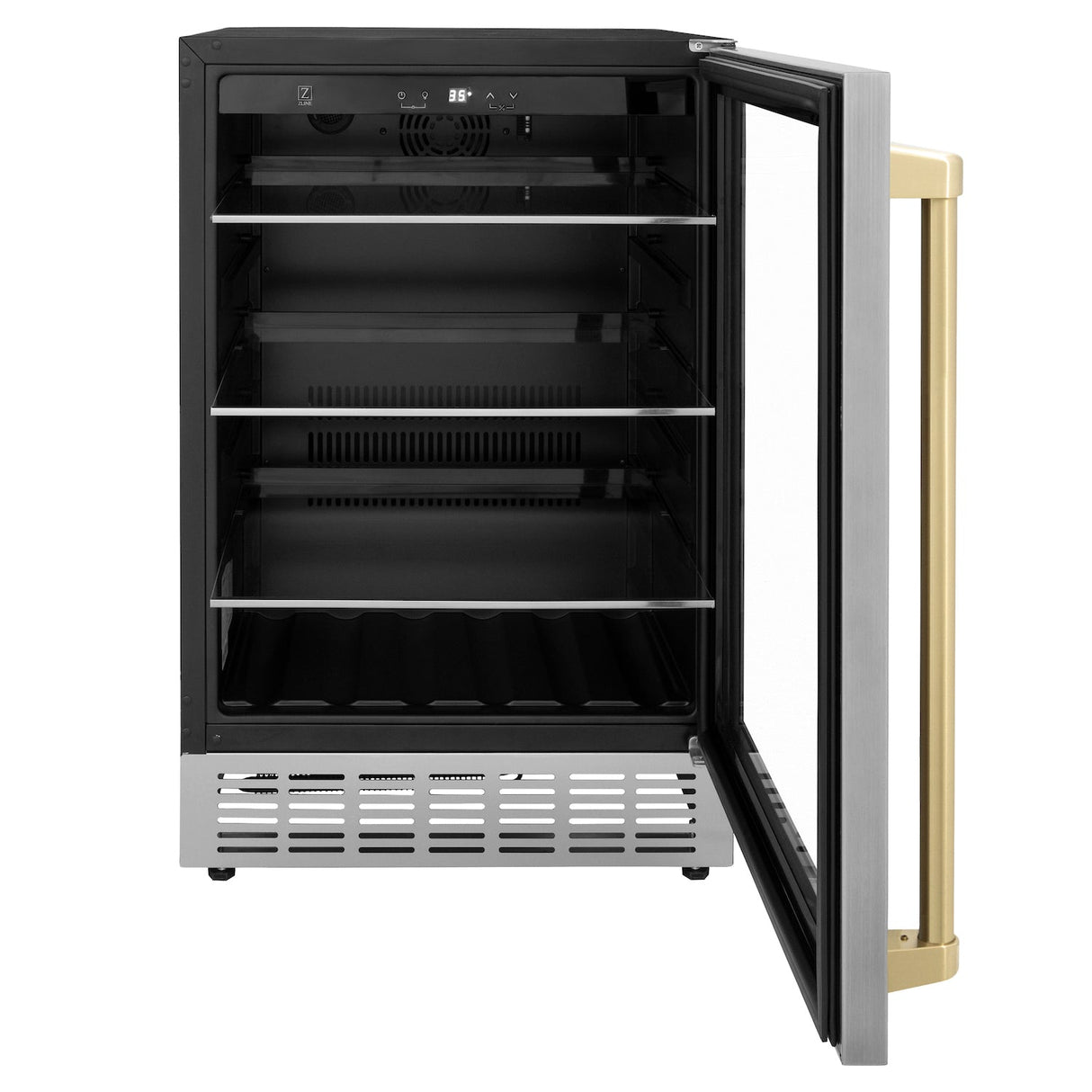 ZLINE Autograph Edition Kitchen Package with 24 in. Wine Cooler and 24 in. Beverage Fridge with Champagne Bronze Accents (2AKP-RBV-RWV-CB)