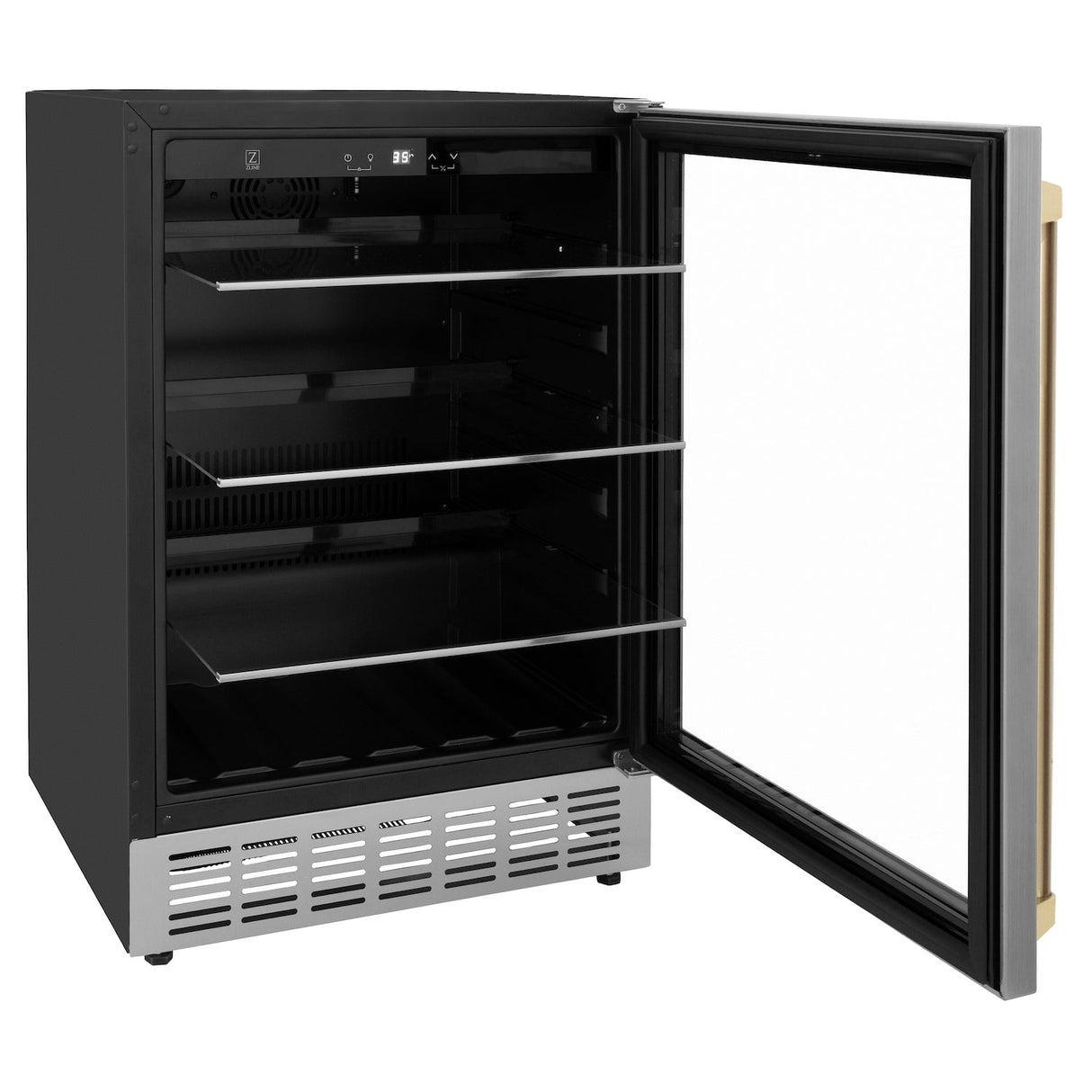 ZLINE Autograph Edition Kitchen Package with 24 in. Wine Cooler and 24 in. Beverage Fridge with Champagne Bronze Accents (2AKP-RBV-RWV-CB)