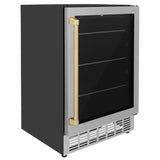 ZLINE Autograph Edition Kitchen Package with 24 in. Wine Cooler and 24 in. Beverage Fridge with Champagne Bronze Accents (2AKP-RBV-RWV-CB)