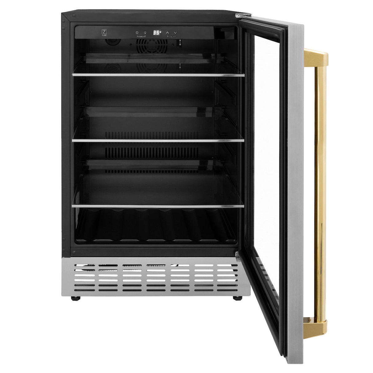 ZLINE Autograph Edition Kitchen Package with 24 in. Wine Cooler and 24 in. Beverage Fridge with Gold Accents (2AKP-RBV-RWV-G)