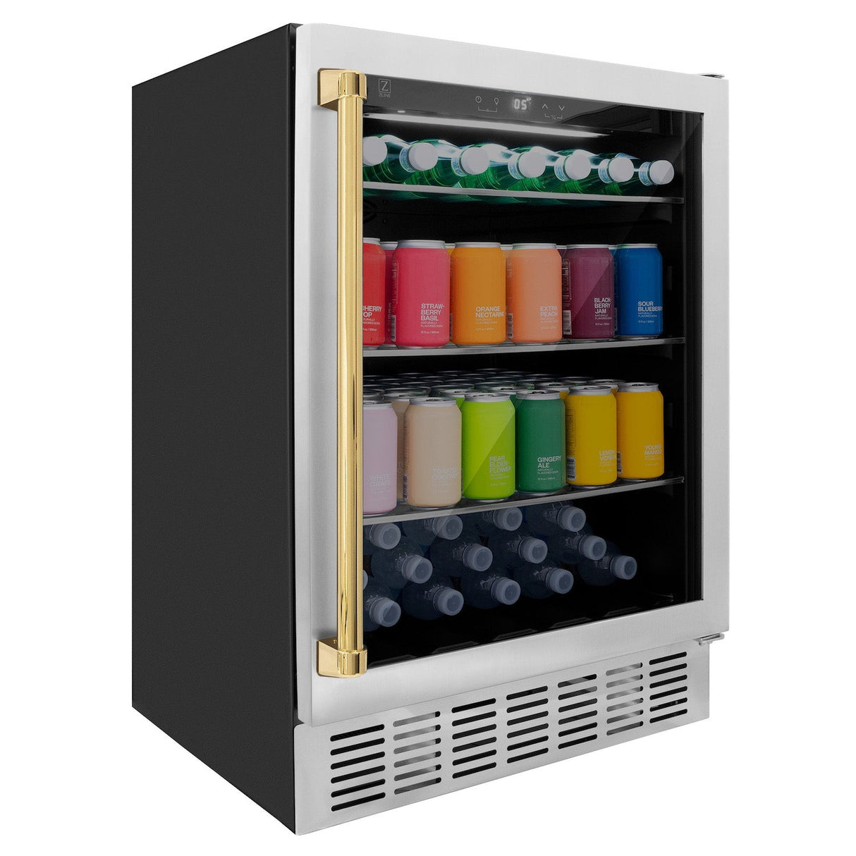 ZLINE Autograph Edition Kitchen Package with 24 in. Wine Cooler and 24 in. Beverage Fridge with Gold Accents (2AKP-RBV-RWV-G)