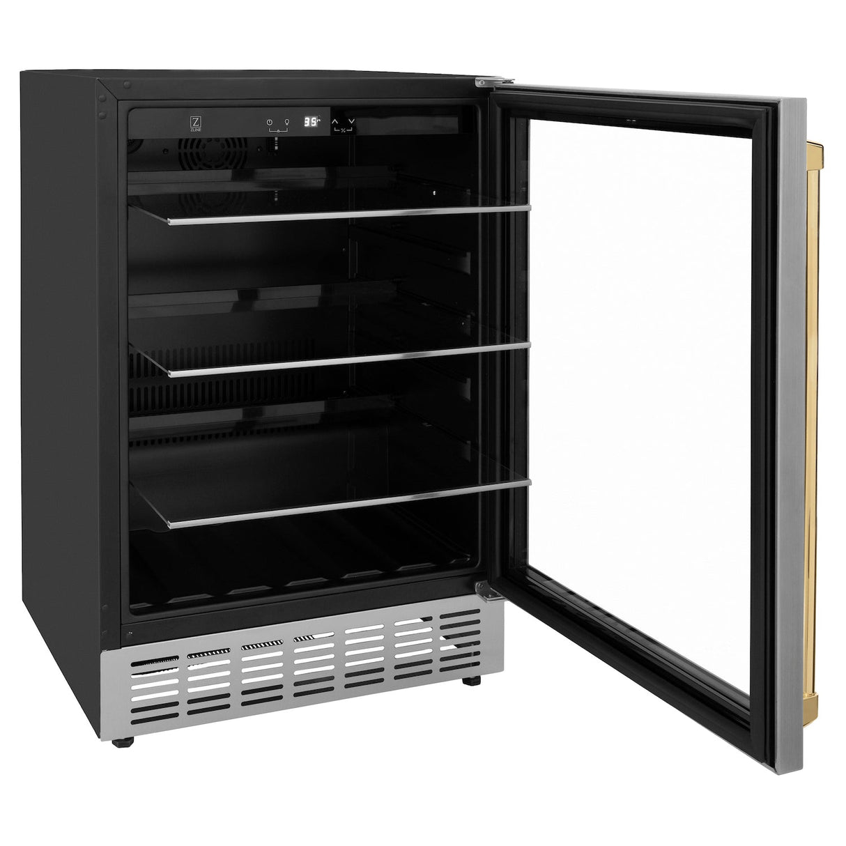 ZLINE Autograph Edition Kitchen Package with 24 in. Wine Cooler and 24 in. Beverage Fridge with Gold Accents (2AKP-RBV-RWV-G)