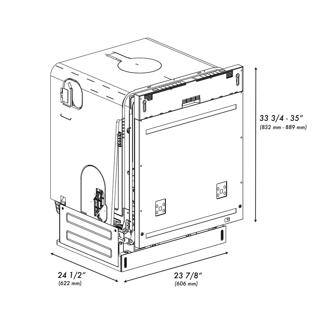 ZLINE 24 in. Panel-Ready Monument Series 3rd Rack Top Touch Control Dishwasher with Stainless Steel Tub, 45dBa (DWMT-24)