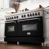 ZLINE 60 In. Professional Dual Fuel Range in DuraSnow® Stainless Steel with Black Matte Doors (RAS-BLM-60)