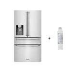 ZLINE 36 in. 21.6 cu. ft Freestanding French Door Fingerprint Resistant Refrigerator with Water and Ice Dispenser and Filter (RFM-W-WF-36)