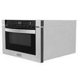 ZLINE Kitchen Package with Refrigeration, 48 in. Stainless Steel Dual Fuel Range, 36 in. Range Hood, Microwave Drawer, 24 in. Tall Tub Dishwasher and Beverage Fridge (6KPR-RARH48-MWDWV-RBV)