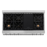 ZLINE 48 in. Porcelain Gas Stovetop with 7 Gas Brass Burners and Griddle (RT-BR-48)