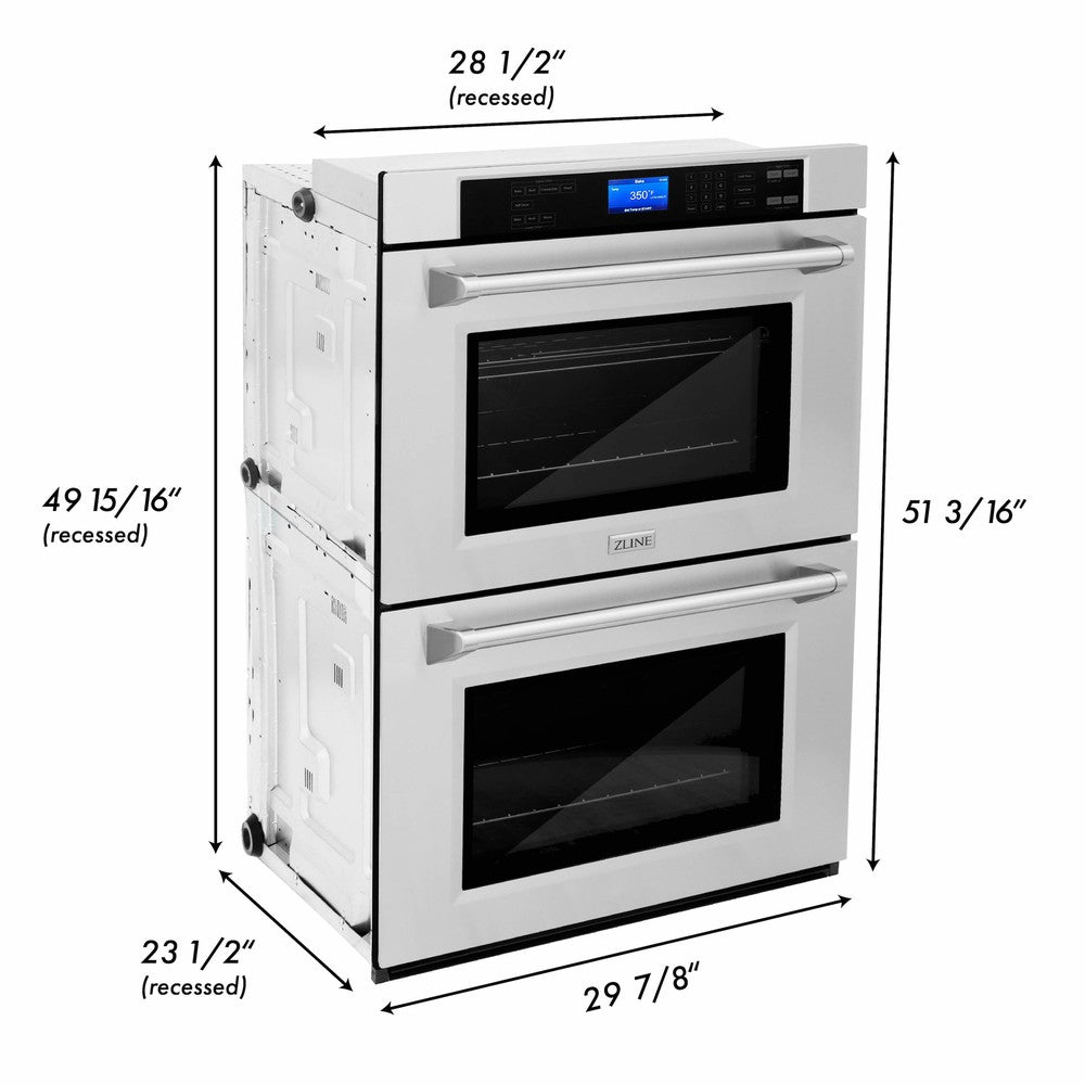 ZLINE Kitchen Package with 48 in. Stainless Steel Rangetop and 30 in. Double Wall Oven (2KP-RTAWD48)