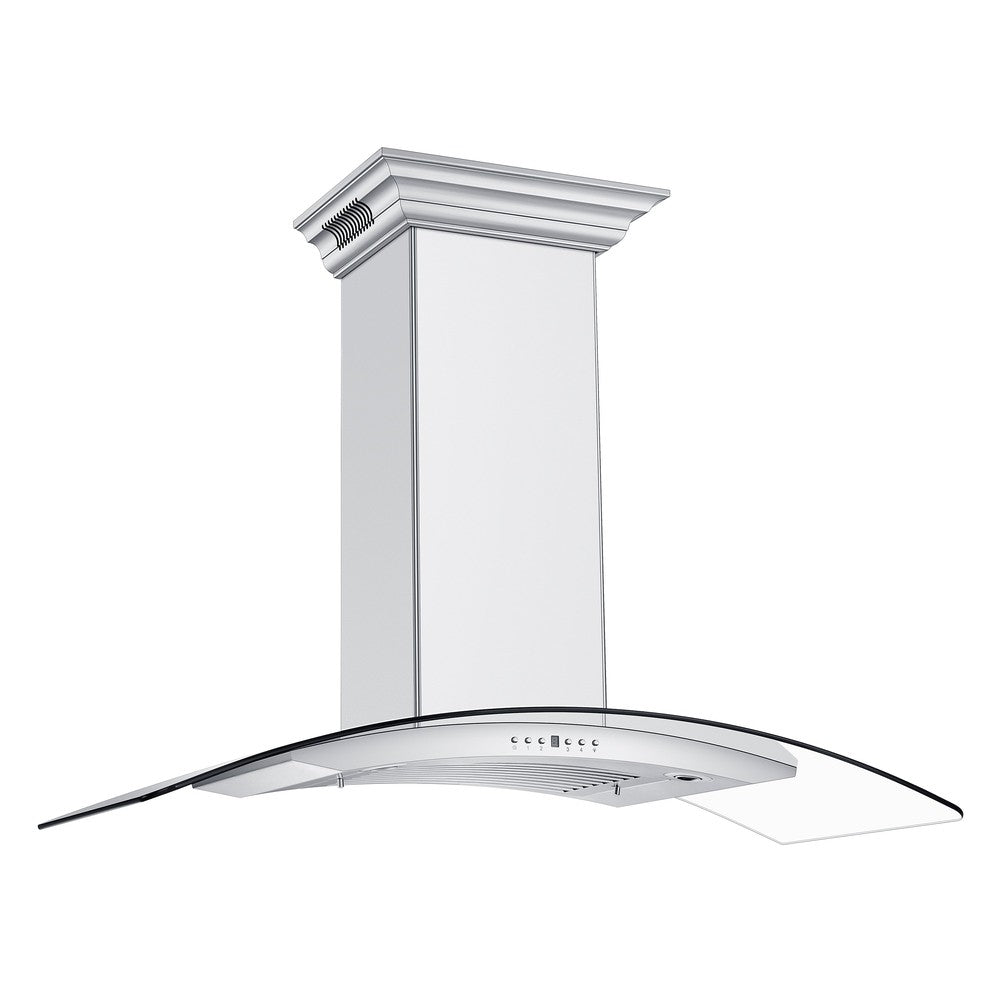 ZLINE Ducted Vent Wall Mount Range Hood in Stainless Steel with Built-in ZLINE CrownSound Bluetooth Speakers (KN4CRN-BT)