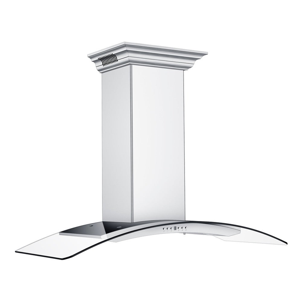 ZLINE Ducted Vent Wall Mount Range Hood in Stainless Steel with Built-in ZLINE CrownSound Bluetooth Speakers (KN4CRN-BT)