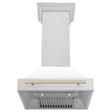 30 in. ZLINE Autograph Edition Fingerprint Resistant Stainless Steel Range Hood with White Matte Shell and Accented Handle (8654SNZ-WM30)