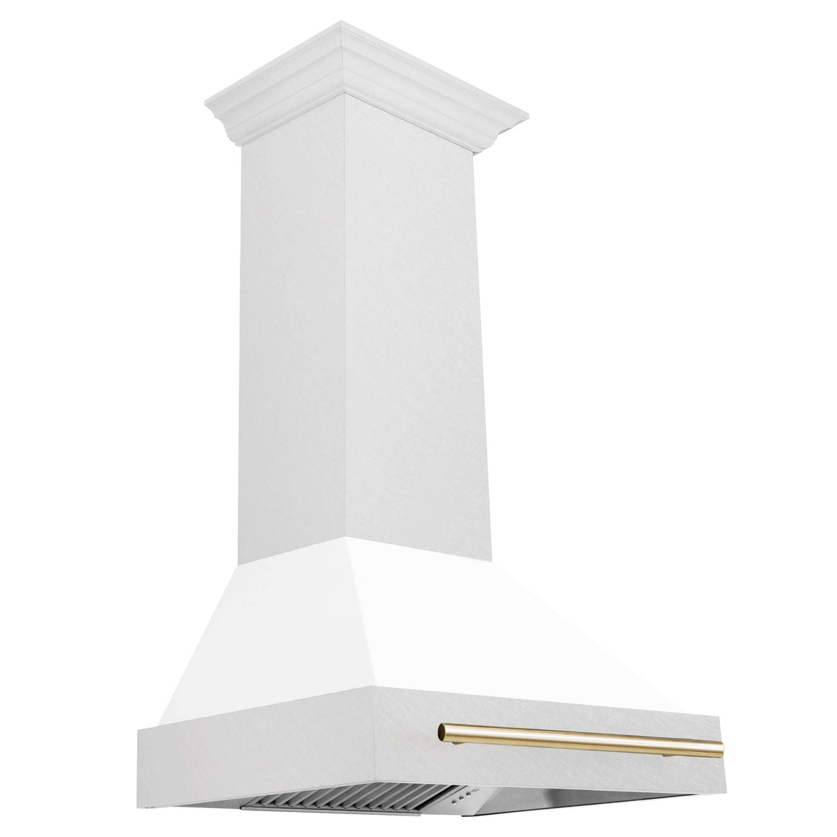 30 in. ZLINE Autograph Edition Fingerprint Resistant Stainless Steel Range Hood with White Matte Shell and Accented Handle (8654SNZ-WM30)