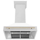 36 in. ZLINE Autograph Edition Fingerprint Resistant Stainless Steel Range Hood with White Matte Shell and Accented Handle (8654SNZ-WM36)