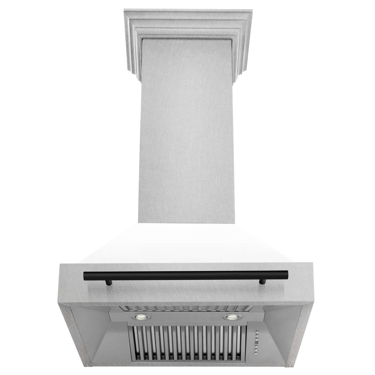 30 in. ZLINE Autograph Edition Fingerprint Resistant Stainless Steel Range Hood with White Matte Shell and Accented Handle (8654SNZ-WM30)