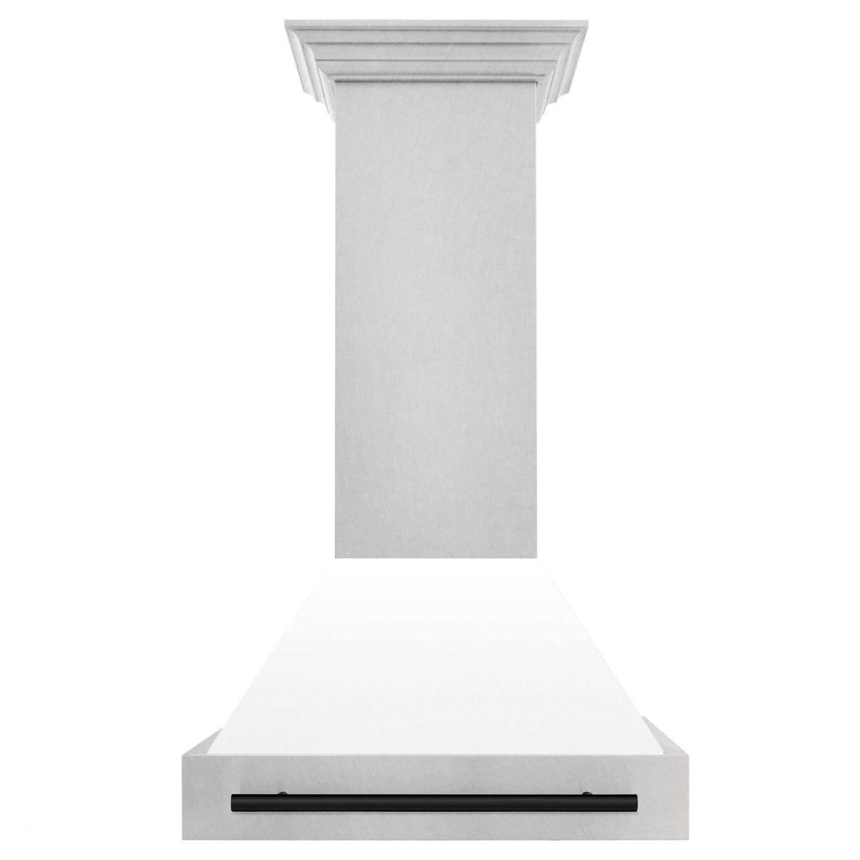 30 in. ZLINE Autograph Edition Fingerprint Resistant Stainless Steel Range Hood with White Matte Shell and Accented Handle (8654SNZ-WM30)