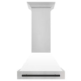 30 in. ZLINE Autograph Edition Fingerprint Resistant Stainless Steel Range Hood with White Matte Shell and Accented Handle (8654SNZ-WM30)