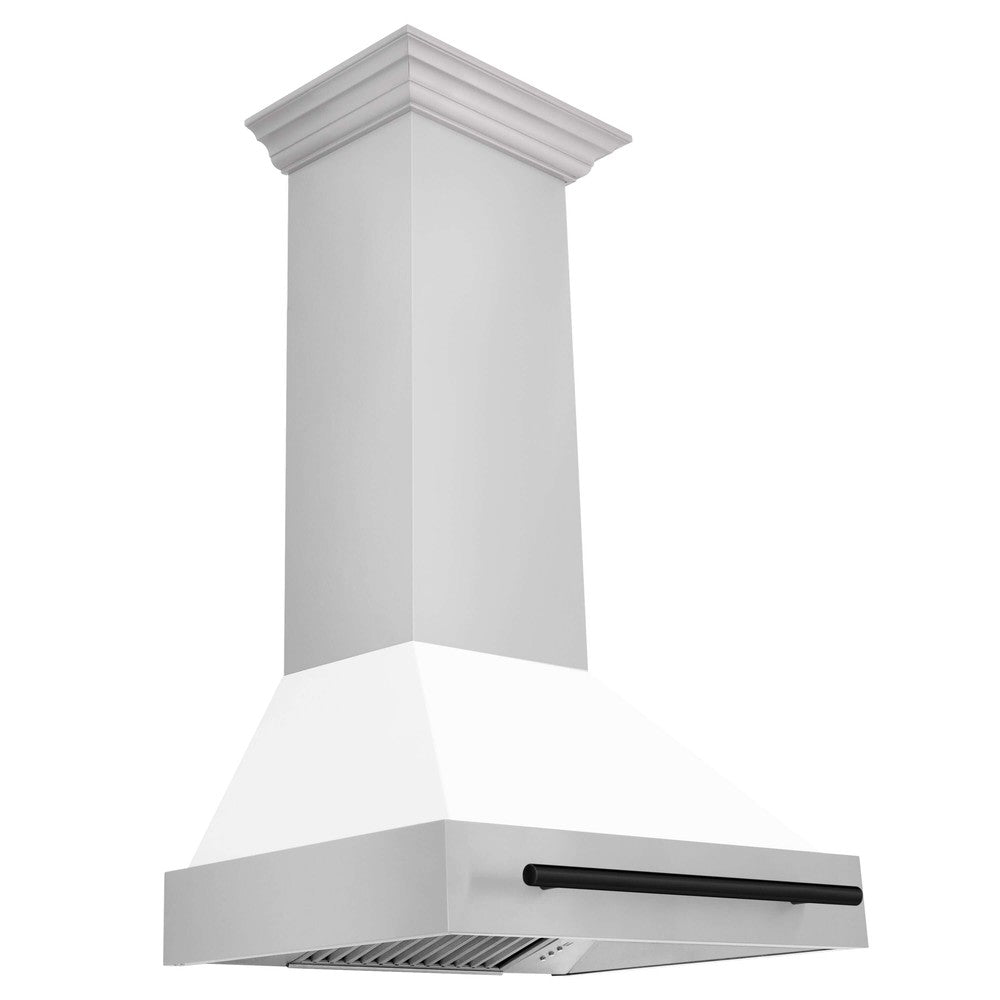 ZLINE 30 in. Autograph Edition Stainless Steel Range Hood with White Matte Shell and Accents (8654STZ-WM30)