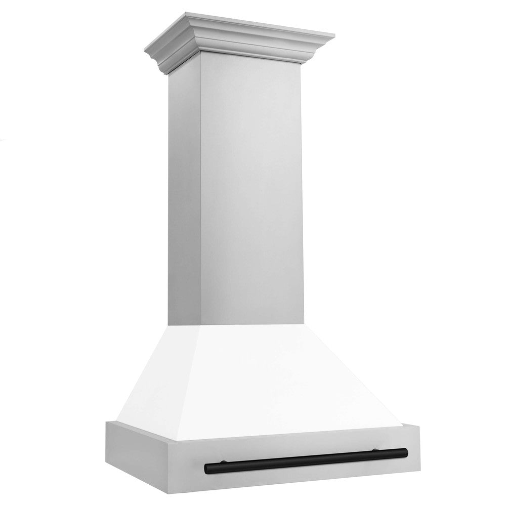 ZLINE 30 in. Autograph Edition Stainless Steel Range Hood with White Matte Shell and Accents (8654STZ-WM30)