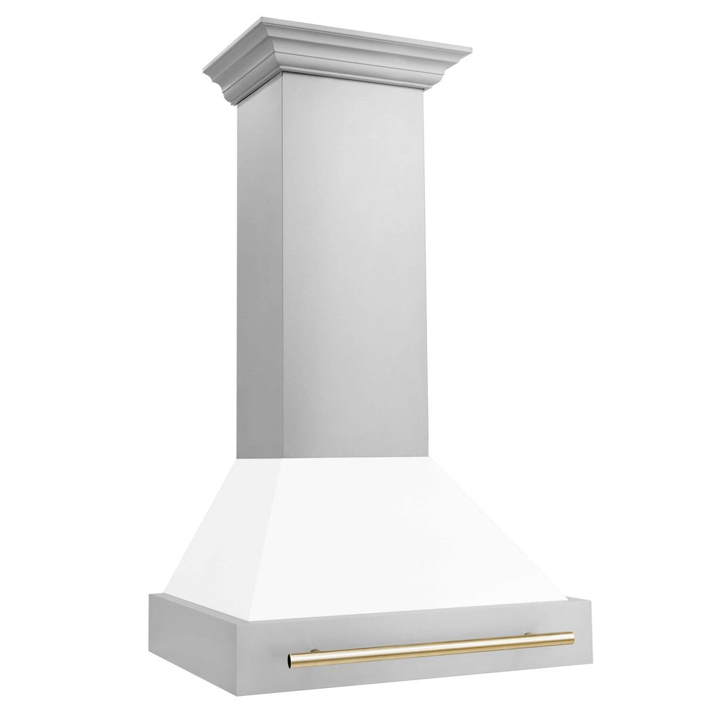 ZLINE 30 in. Autograph Edition Stainless Steel Range Hood with White Matte Shell and Accents (8654STZ-WM30)