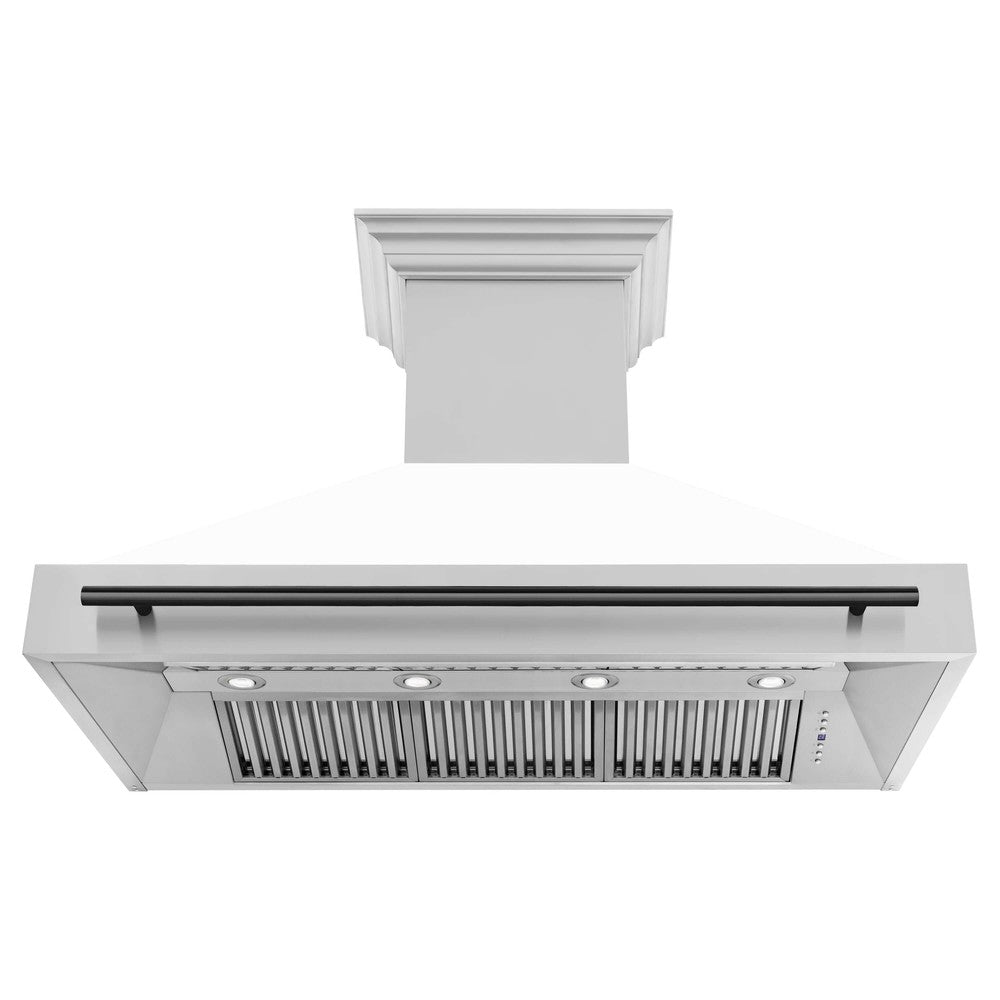 ZLINE 48 in. Autograph Edition Stainless Steel Range Hood with White Matte Shell and Handle (8654STZ-WM48)