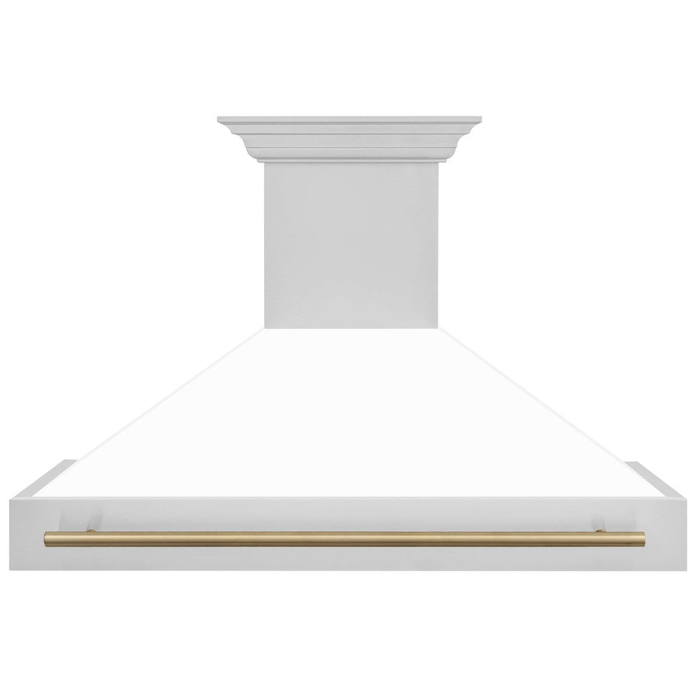 ZLINE 48 in. Autograph Edition Stainless Steel Range Hood with White Matte Shell and Handle (8654STZ-WM48)