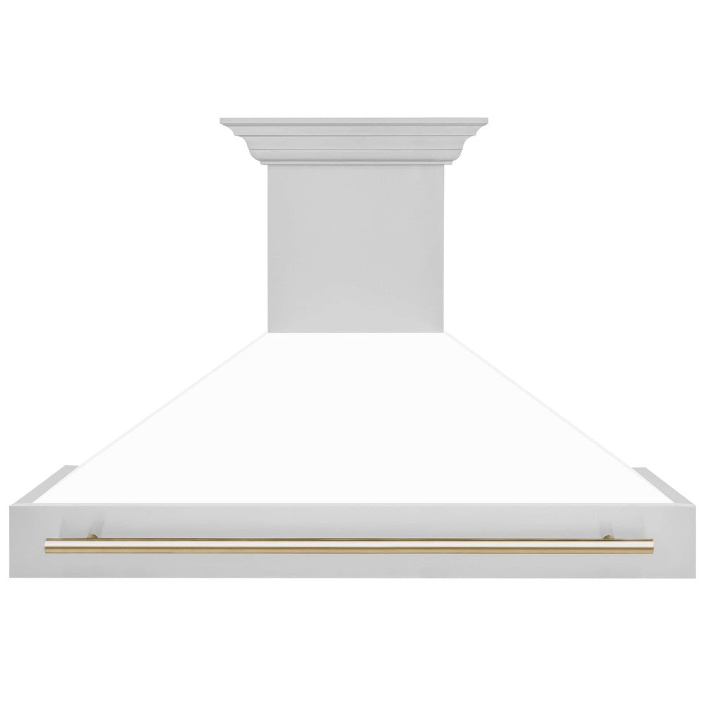 ZLINE 48 in. Autograph Edition Stainless Steel Range Hood with White Matte Shell and Handle (8654STZ-WM48)