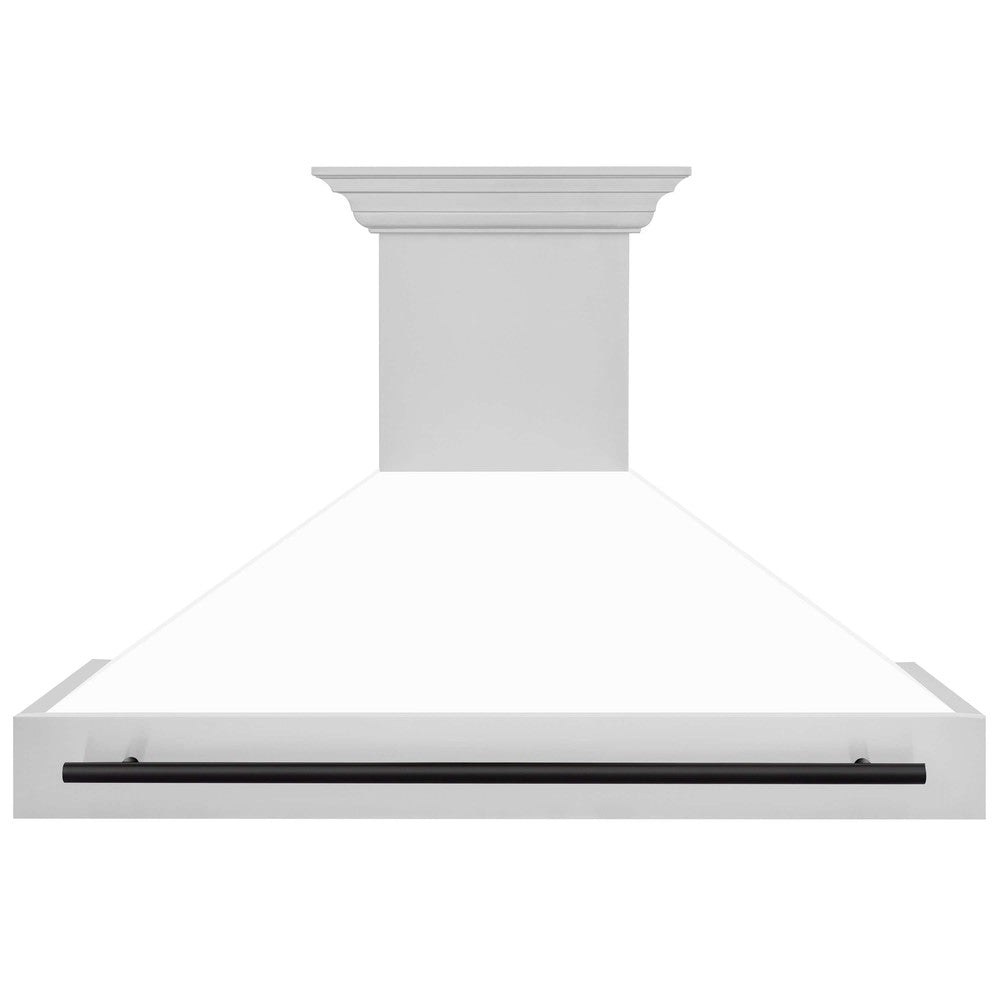 ZLINE 48 in. Autograph Edition Stainless Steel Range Hood with White Matte Shell and Handle (8654STZ-WM48)