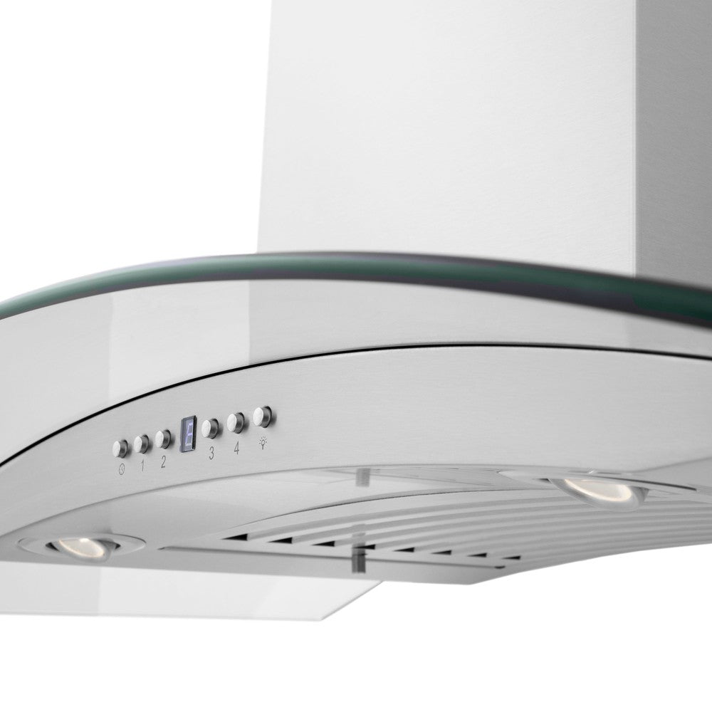 ZLINE Ducted Vent Wall Mount Range Hood in Stainless Steel with Built-in ZLINE CrownSound Bluetooth Speakers (KN4CRN-BT)