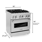 ZLINE 30 in. Kitchen Package with Stainless Steel Dual Fuel Range, Convertible Vent Range Hood and Tall Tub Dishwasher (3KP-RARH30-DWV)