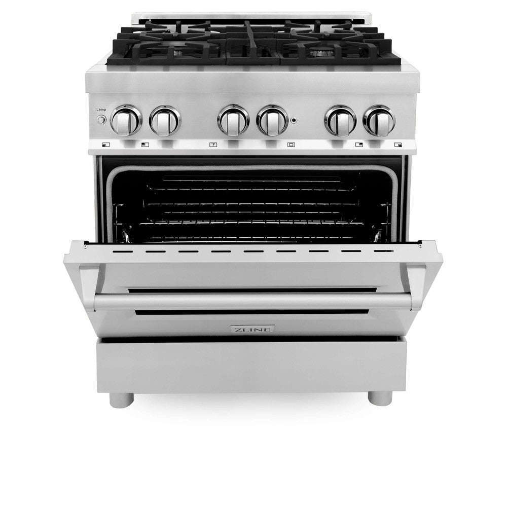 ZLINE 30 in. Kitchen Package with Stainless Steel Dual Fuel Range, Convertible Vent Range Hood and Dishwasher (3KP-RARH30-DW)