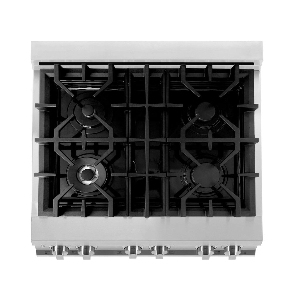 ZLINE 30 in. Kitchen Package with Stainless Steel Dual Fuel Range with a 30 in. Over the Range Microwave, and Stainless Steel Dishwasher (3KP-RAOTR30-DW)