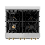 ZLINE 30 in. Autograph Edition Kitchen Package with Stainless Steel Dual Fuel Range and Range Hood with Champagne Bronze Accents (3AKP-RARHDWM30-CB)