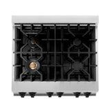 ZLINE 30 in. Autograph Edition Kitchen Package with Stainless Steel Dual Fuel Range and Range Hood with Matte Black Accents (3AKP-RARHDWM30-MB)