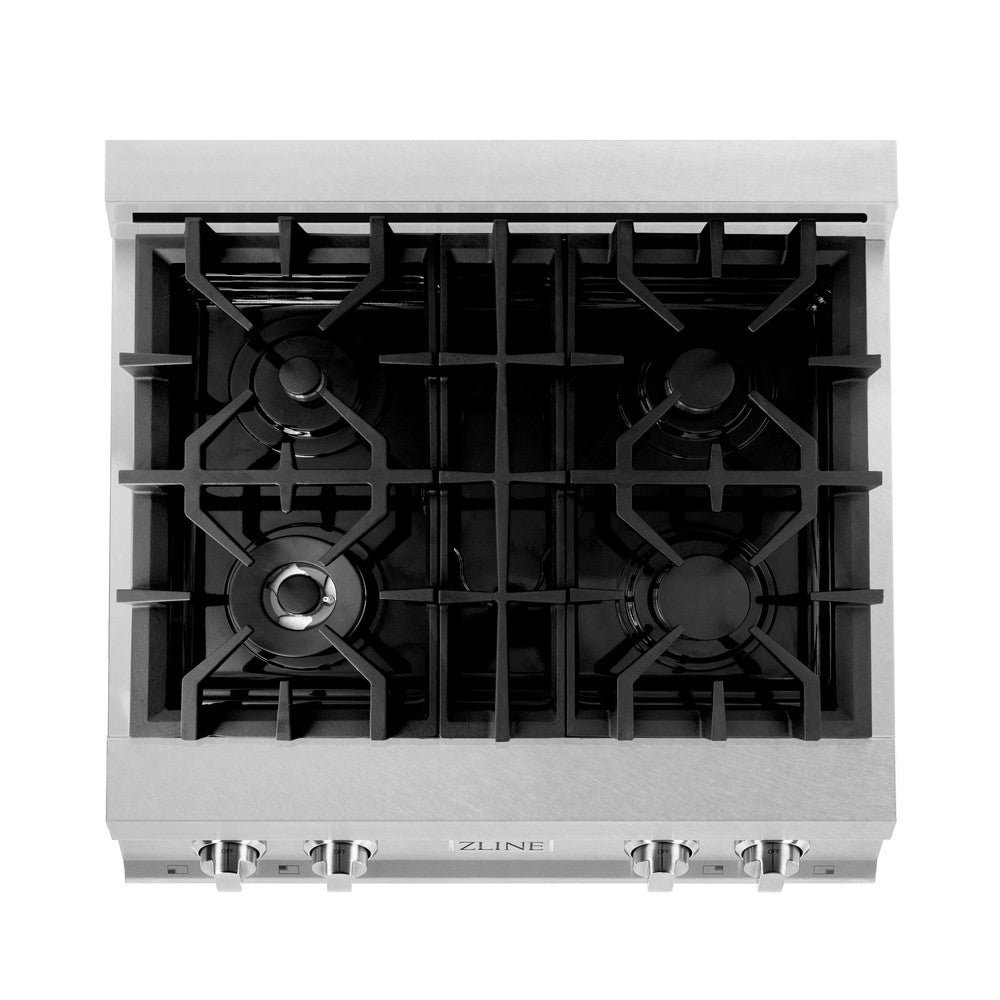 ZLINE 30 in. Porcelain Rangetop in DuraSnow® Stainless Steel with 4 Gas Burners (RTS-30)