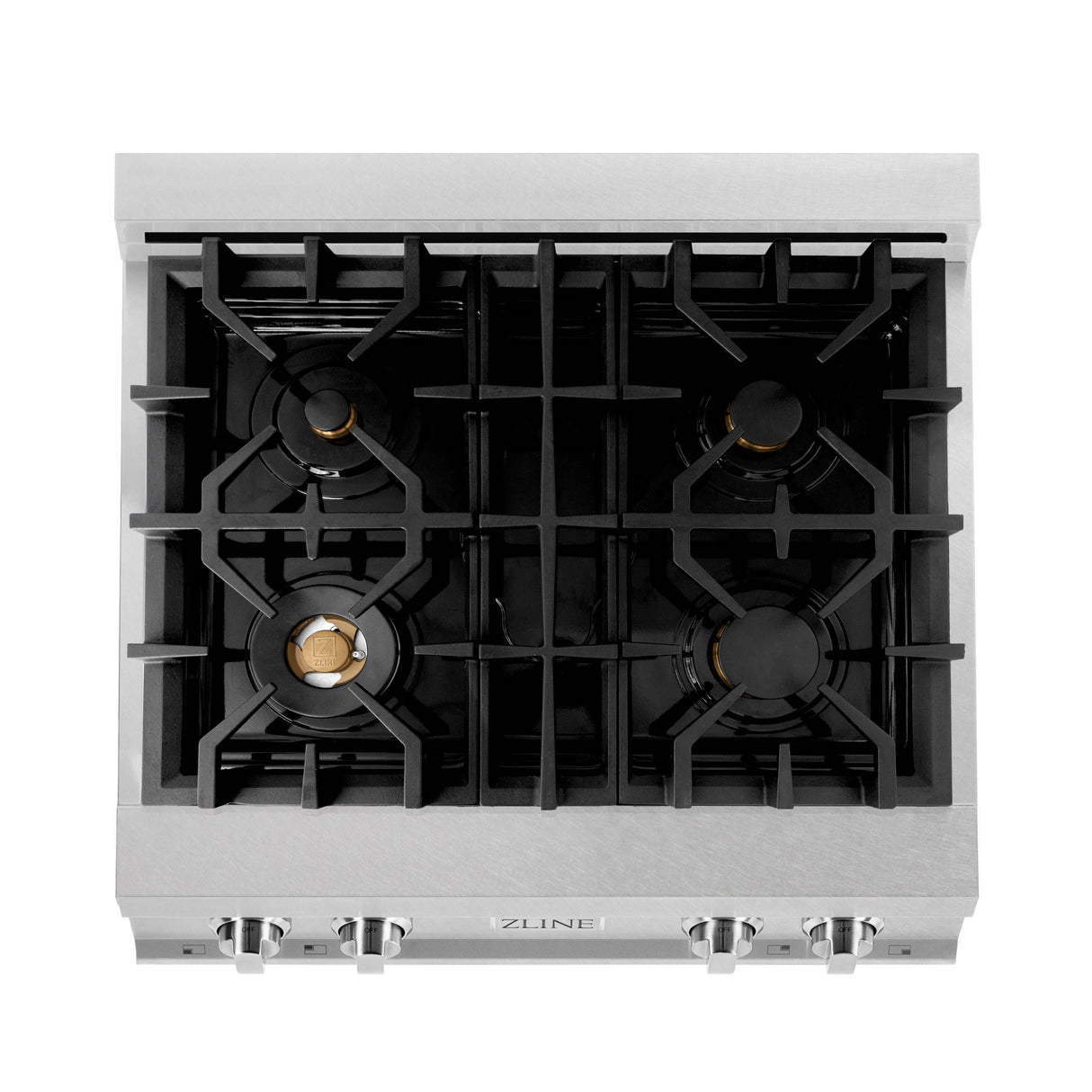 ZLINE 30 in. Porcelain Rangetop in DuraSnow Stainless Steel with 4 Gas Brass Burners (RTS-BR-30)