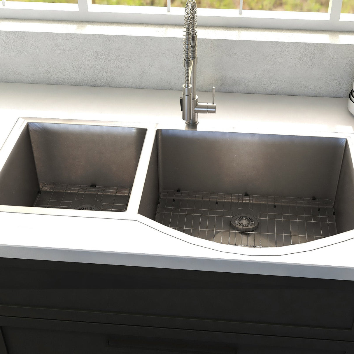 ZLINE 33 in. Cortina Undermount Double Bowl Kitchen Sink with Bottom Grid (SC70D)