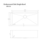 ZLINE 36 in. Classic Series Undermount Single Bowl Sink (SRS-36)