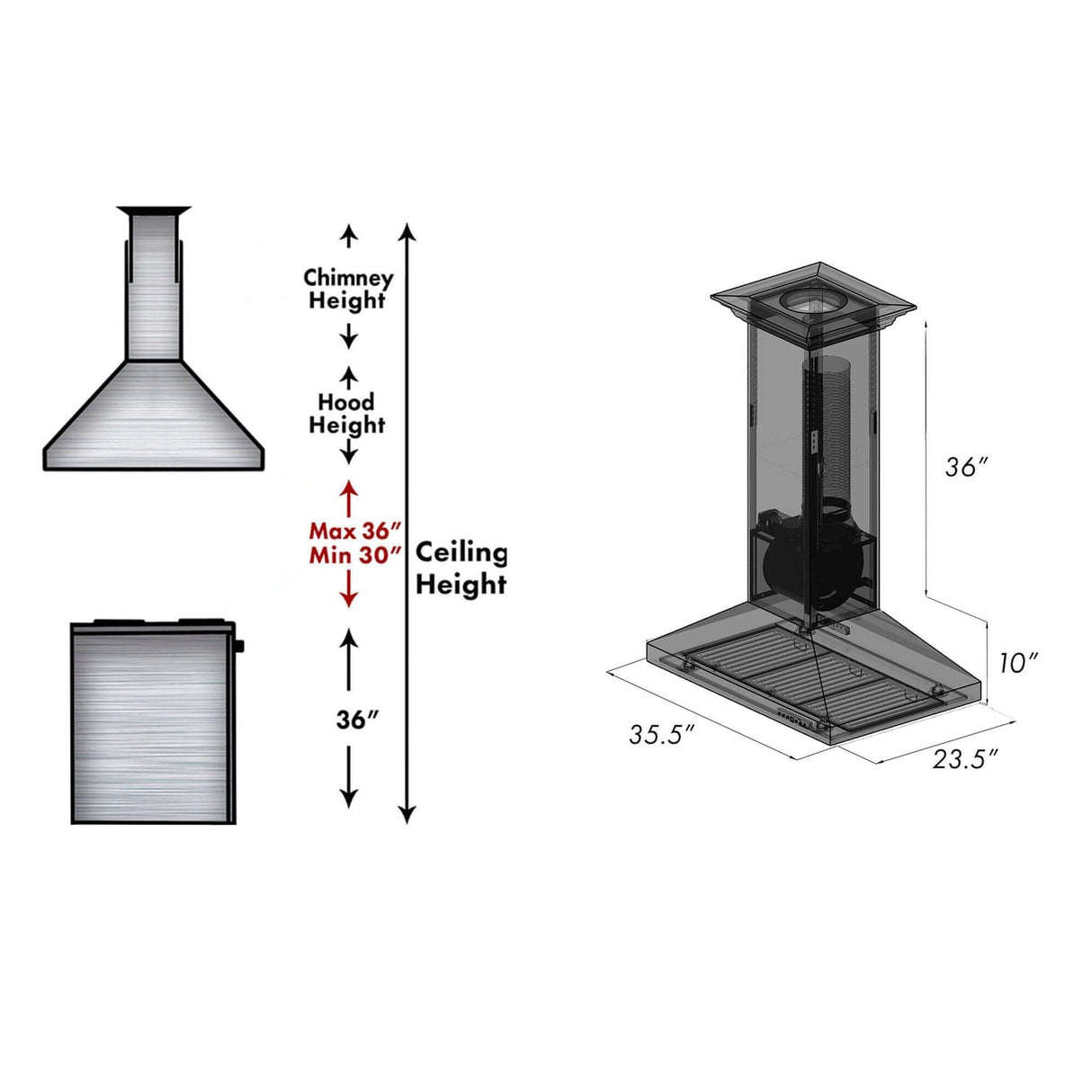 ZLINE 36 in. Designer Series Copper Island Mount Range Hood (8KL3iC-36)