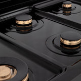 ZLINE 36 in. Porcelain Gas Stovetop in Black Stainless with 6 Gas Brass Burners (RTB-BR-36)